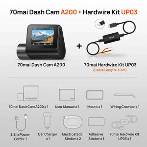 Global 70mai Dash Cam A200 Dual-channel Record 1080P HDR 2'' IPS Screen 24H Parking Monitor 70mai Car DVR A200 WIFI APP 130° FOV